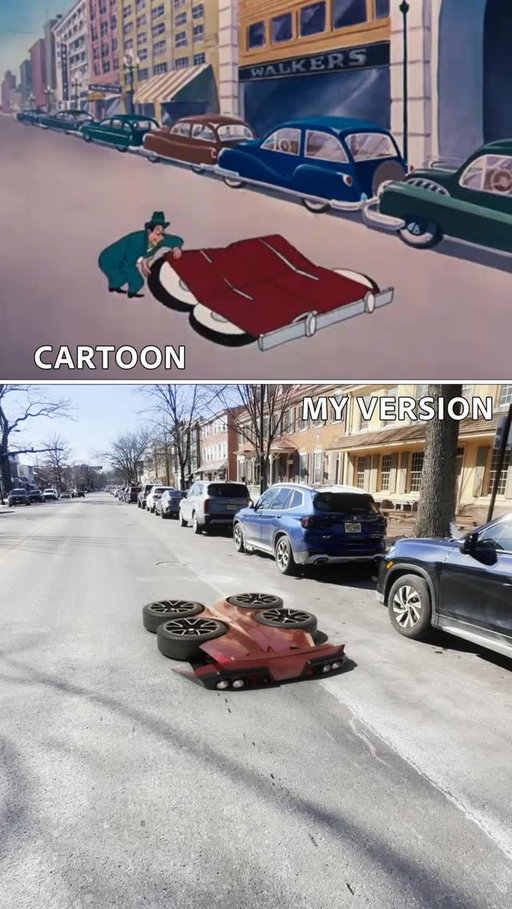 Who did it better? (My vote is the cartoon 😆)