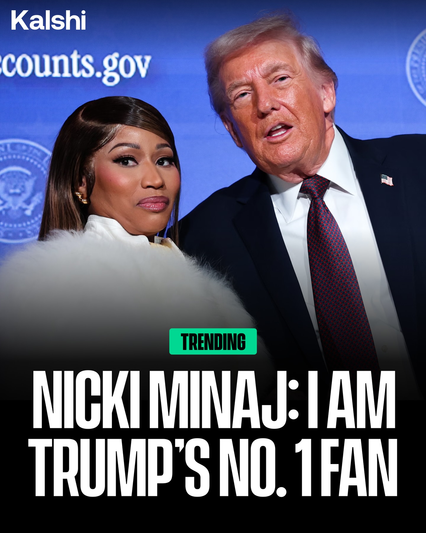 Nicki Minaj reaffirmed her support for President Donald Trump at the Trump Accounts Summit, calling herself his “No. 1 fan” and brushing off backlash over her political views.

She also announced plans to donate up to $300K to the Trump Accounts program, which provides $1,000 investment accounts for U.S.-born children to encourage early financial literacy.