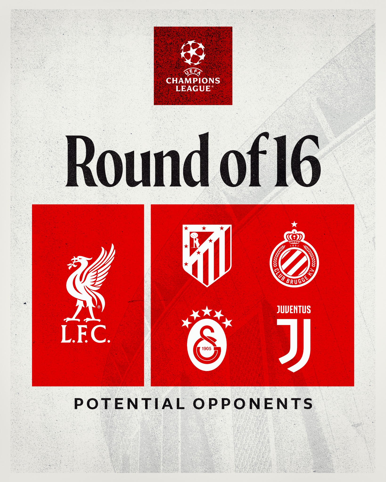 Our four possible opponents in the Champions League last 16 have been confirmed 🔒