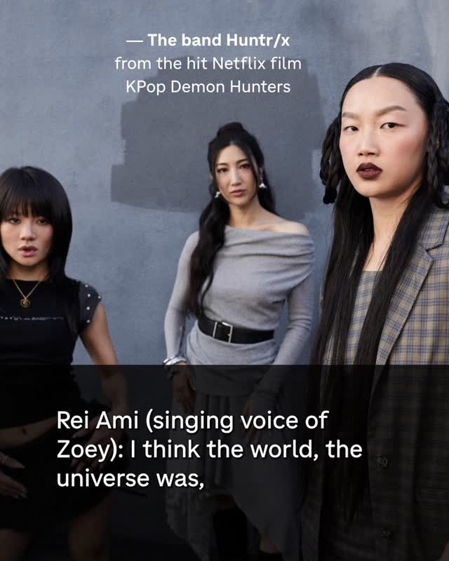 The animated movie 'KPop Demon Hunters' swiftly captured the attention of viewers worldwide following its release in June 2025 — ending the year as Netflix's most-watched film of all time.⁠
⁠
'KPop Demon Hunters' follows the story of the superstar K-pop girl group trio HUNTR/X — made up of singers Mira, Zoey and Rumi — and their battle to defend the world from a demon army. The film has been praised for its animation techniques, screenwriting and action-packed scenes — with the movie winning a Golden Globe for best animated feature and receiving two Oscar nominations, including one for best animated feature.⁠
⁠
In an interview with 'All Things Considered' at a recording studio in Los Angeles, the musicians behind HUNTR/X — Audrey Nuna, Rei Ami and EJAE — discussed Kpop Demon Hunters and its breakout success. Speaking to NPR's Ailsa Chang, they explored their journeys as artists, the dreams they have for the future of the 'Kpop Demon Hunters' universe and how they've honored their Korean heritage through their work in the film.⁠
⁠
Images: @laurencrew • Lauren Crew for NPR