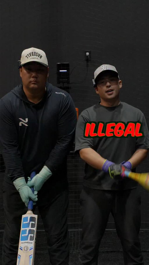 Illegal Bat vs Cricket Bat with @yourfriendkyle_ #baseball #cricket #fypシ