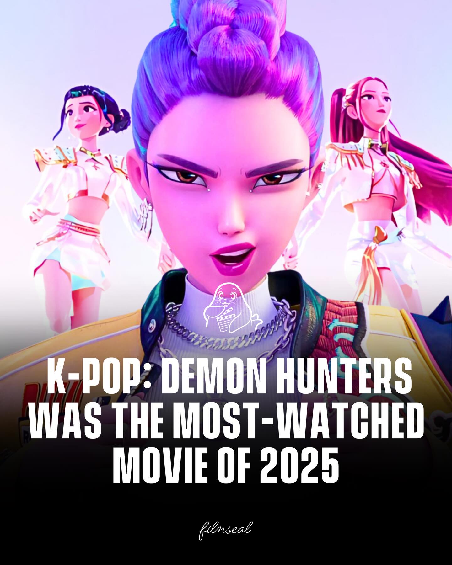 “K-Pop: Demon Hunters” became the most-watched movie of 2025, topping global streaming charts with massive viewership numbers racking up hundreds of millions of views and breaking records on Netflix as audiences flocked to its blend of animated action, music, and K-pop culture.

￼ Its success highlighted the growing global influence of Korean entertainment, turning the film into a cultural phenomenon that dominated streaming platforms throughout the year. 

￼-
#kpopdemonhunters #filmseal
