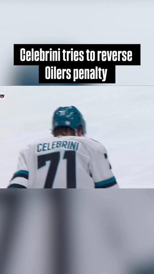 Even Celebrini knew that wasn’t high sticking. 🎥: @sportsnet 

#hockey #nhl #oilers #sanjosesharks #edmontonoilers