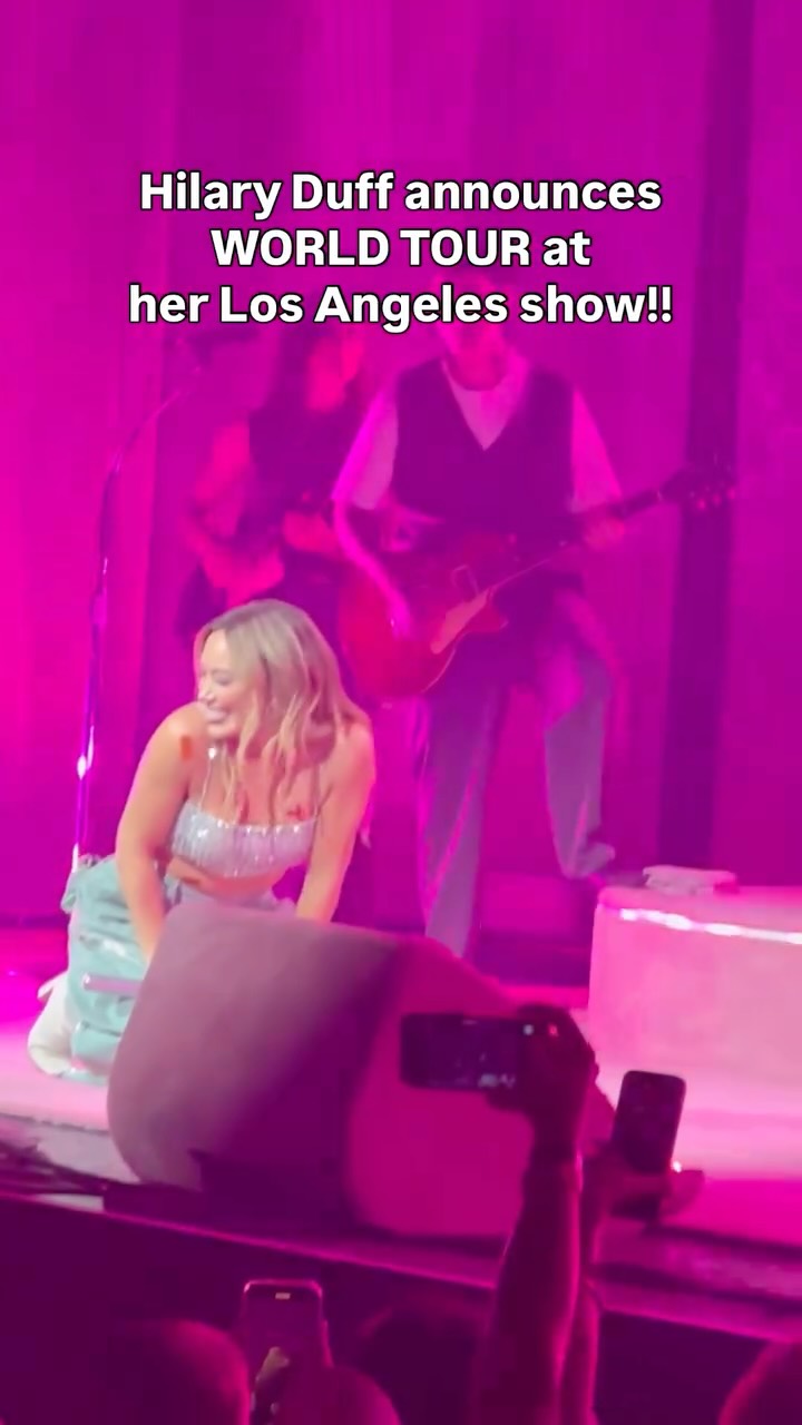 #HilaryDuff just announced a WORLD TOUR at her Los Angeles stop ✨ We are so back 👏 (🎥: @macaylabotelho) Share with a bestie you want to get tkts with 💕