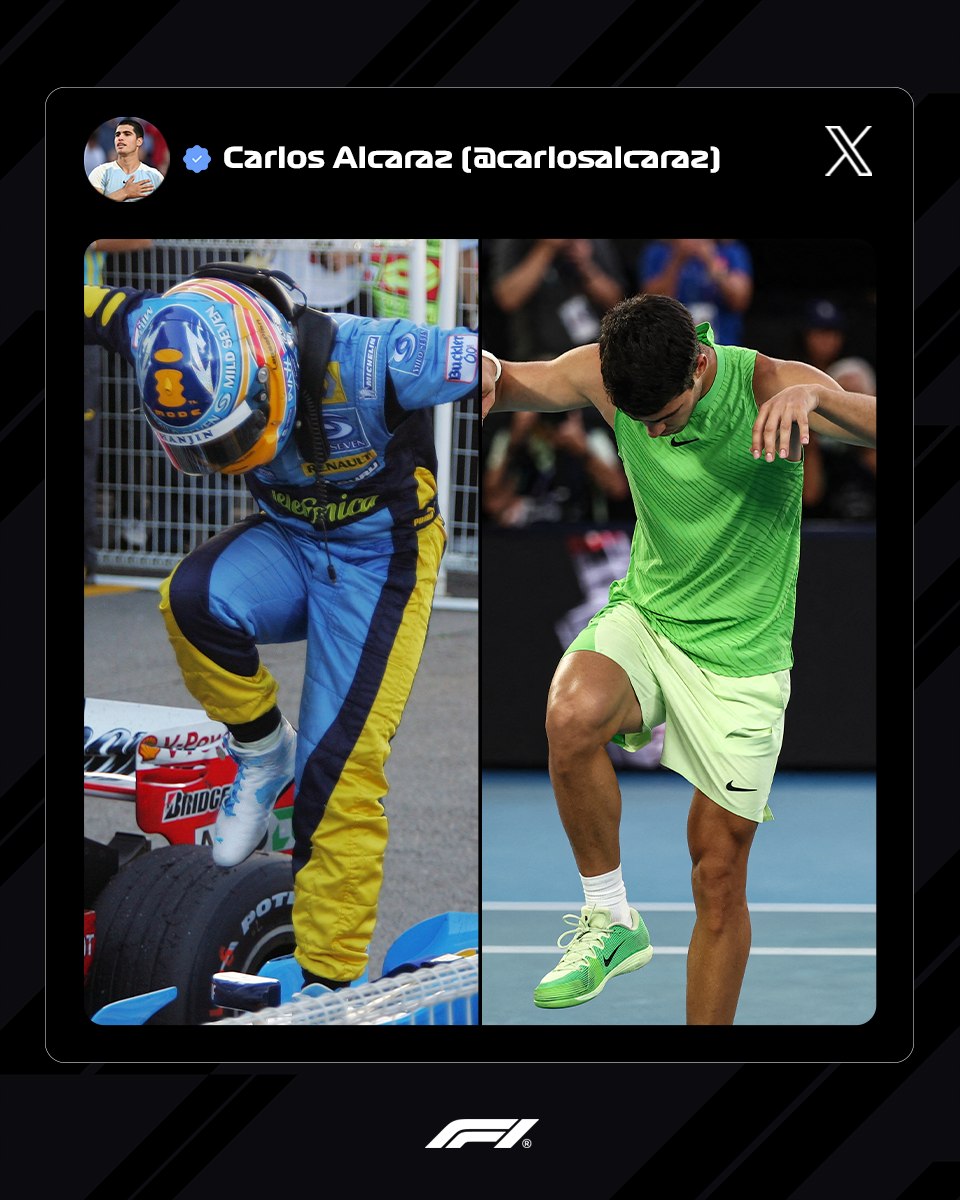 After battling through a thriller to reach the Australian Open final, Carlos Alcaraz paid homage to our own Spanish sporting great, Fernando Alonso! 🤝🇪🇸

#F1 #Formula1 @carlitosalcarazz @australianopen