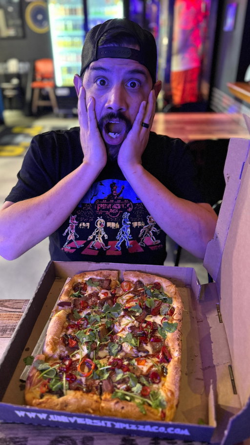 SLASHER PIZZA CO. 
INLAND EMPIRE’S BEST KEPT SECRET! Thank You so much for hosting us! From the Themed Pizza, Pizza B0mbs, and the Wings! 🤯 Absolutely Delicious! 

Slasher Pizza Co.
1201 University Ave STE 116
Riverside, CA

@slasherpizzaco 

T-Shirt : @teenoevil 

#slasherpizzaco #adventurezwithdavid #fnafedits #fivenightsatfreddys #paidpartnership