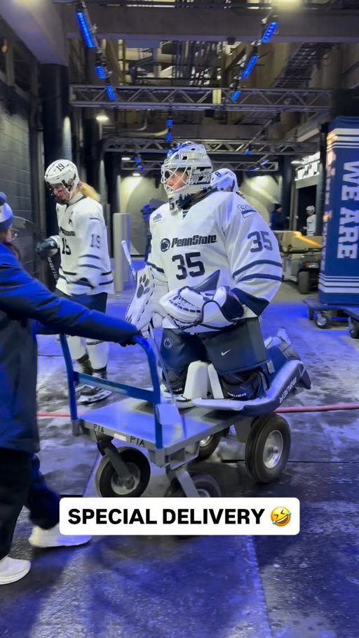 Katie DeSa got a lift to the ice ahead of @pennstatewhky’s game 🤣