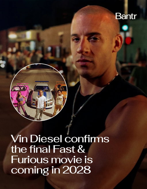 It really is one last ride.

Universal has officially dated the final Fast & Furious movie, titled Fast Forever, for March 17, 2028.

Vin Diesel confirmed the news by posting a photo with the late Paul Walker, writing that the franchise’s legacy “lasts forever.”

Since launching in 2001, Fast & Furious has grown into a $7+ billion franchise, redefining action movies, car culture, and found-family storytelling for an entire generation.

Quarter mile. One last time.

Follow @bantrmen for the stories shaping culture, movies, and the internet.

Media via IMDB/Instagram

#bantrmen #fastandfurious #vindiesel