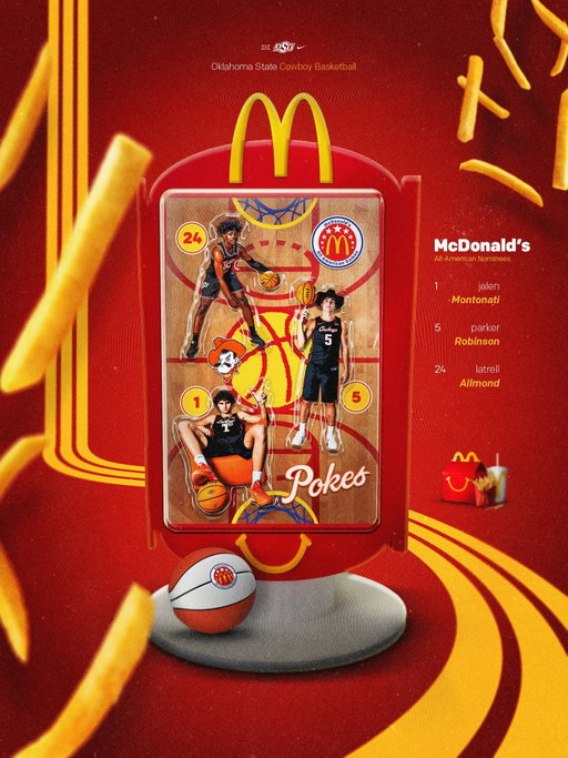 Make it a combo 🍔🍟🥤

Congratulations to future Cowboys Latrell Allmond, Jalen Montonati and Parker Robinson on being nominated for the 2026 McDonald's All-American game.