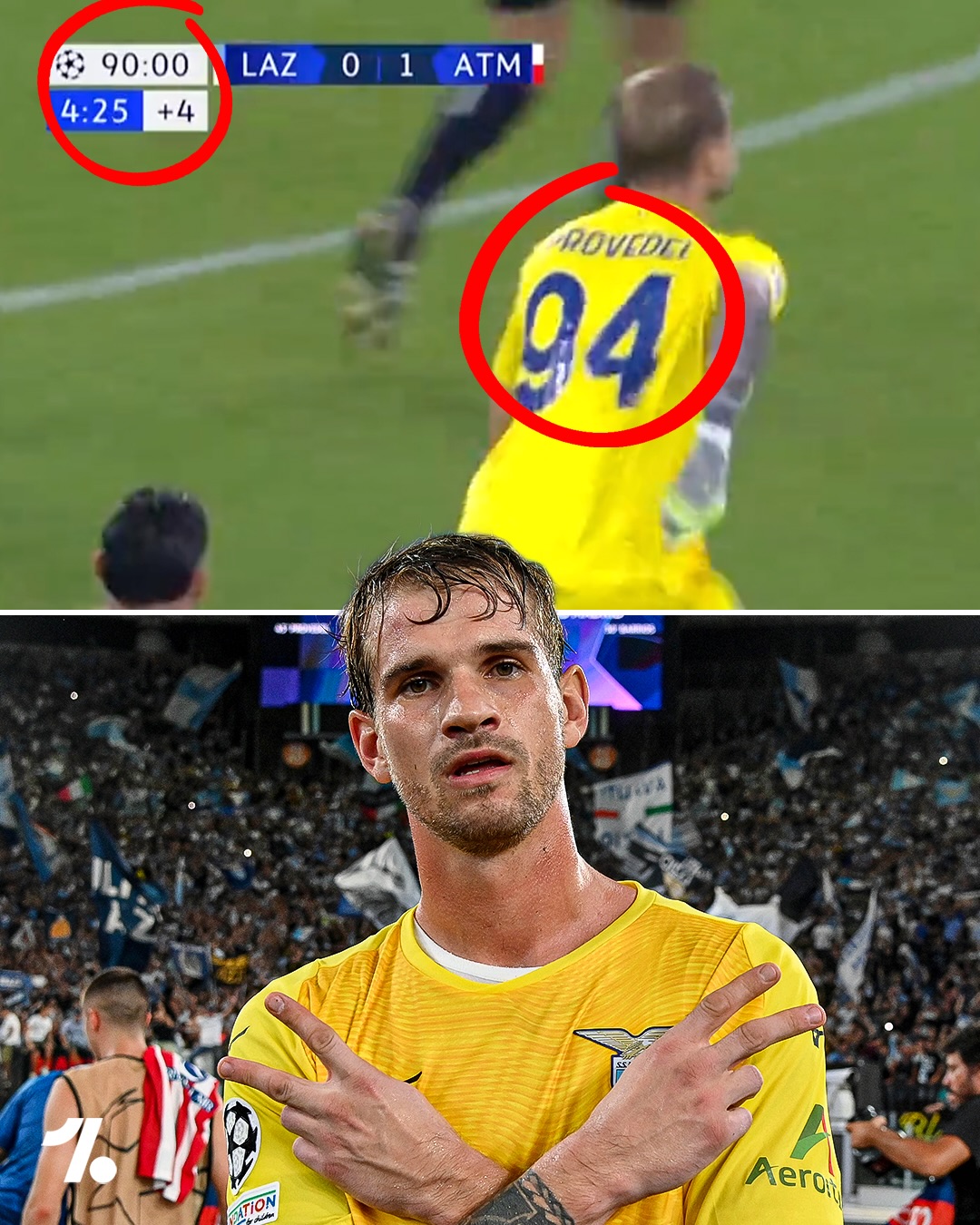 When Lazio keeper Ivan Provedel scored his famous equaliser in the Champions League vs Atletico in 2023/24, ALL of the stars aligned 🥹🤯👇

🔘 Provedel was born in 1994
🔘 He stands at 1.94m
🔘 He wears the no.94 shirt
🔘 He scored in the 94th min

Mind = Blown....talk about the beautiful game 🩵🦅