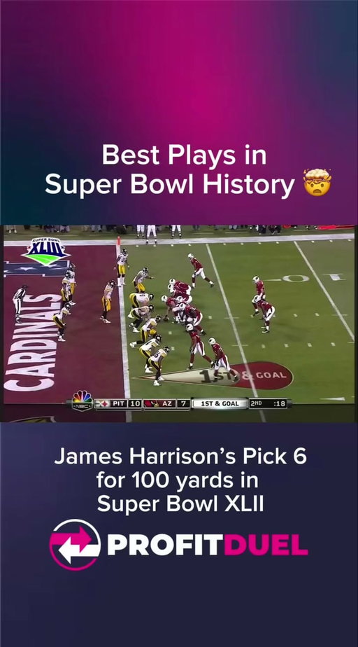 Best Plays in Super Bowl History 💥

James Harrison's 100 yard pick six against Kurt Warner...

#Steelers #Cardinals #Super #Bowl #XLII