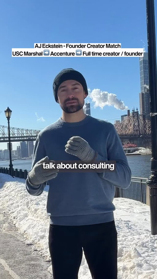 Episode 1 of my NYC founder series where I chat with founders working on exciting companies.
Such a fun conversation with @aj_eckstein 

He started his career at Accenture, then went on to build CreatorMatch (after he started making money from LinkedIn as a creator). He now helps B2B tech companies like Anthropic, Notion, Airtable, and Zapier run creator-led marketing at scale.

One stat that stood out:
He’s paid $100,000 to a single creator for one reel.

My core takeaway: LinkedIn is still massively underutilized.
Fewer people post. More people consume.
That imbalance creates real leverage for creators who are consistent and thoughtful.
Worth paying attention to.