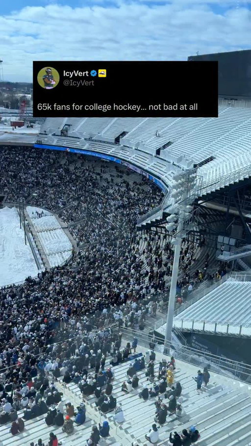 65,000 fans showed up to Hockey Valley for the Penn State vs. Michigan State outdoor game! 😳 @bigtennetwork