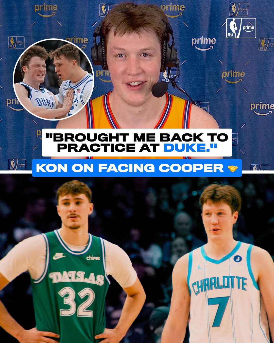 Kon Knueppel on what it's like battling fellow rookie and former Duke teammate Cooper Flagg 💙