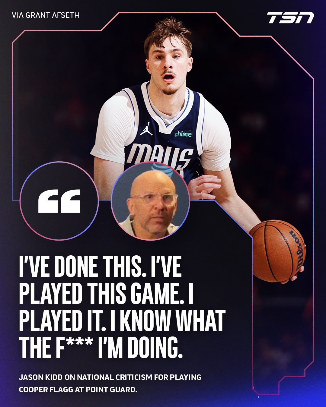 Jason Kidd expresses how he feels about the criticism from the media about playing Cooper Flagg at point guard 😳

(via: x/GrantAfseth)