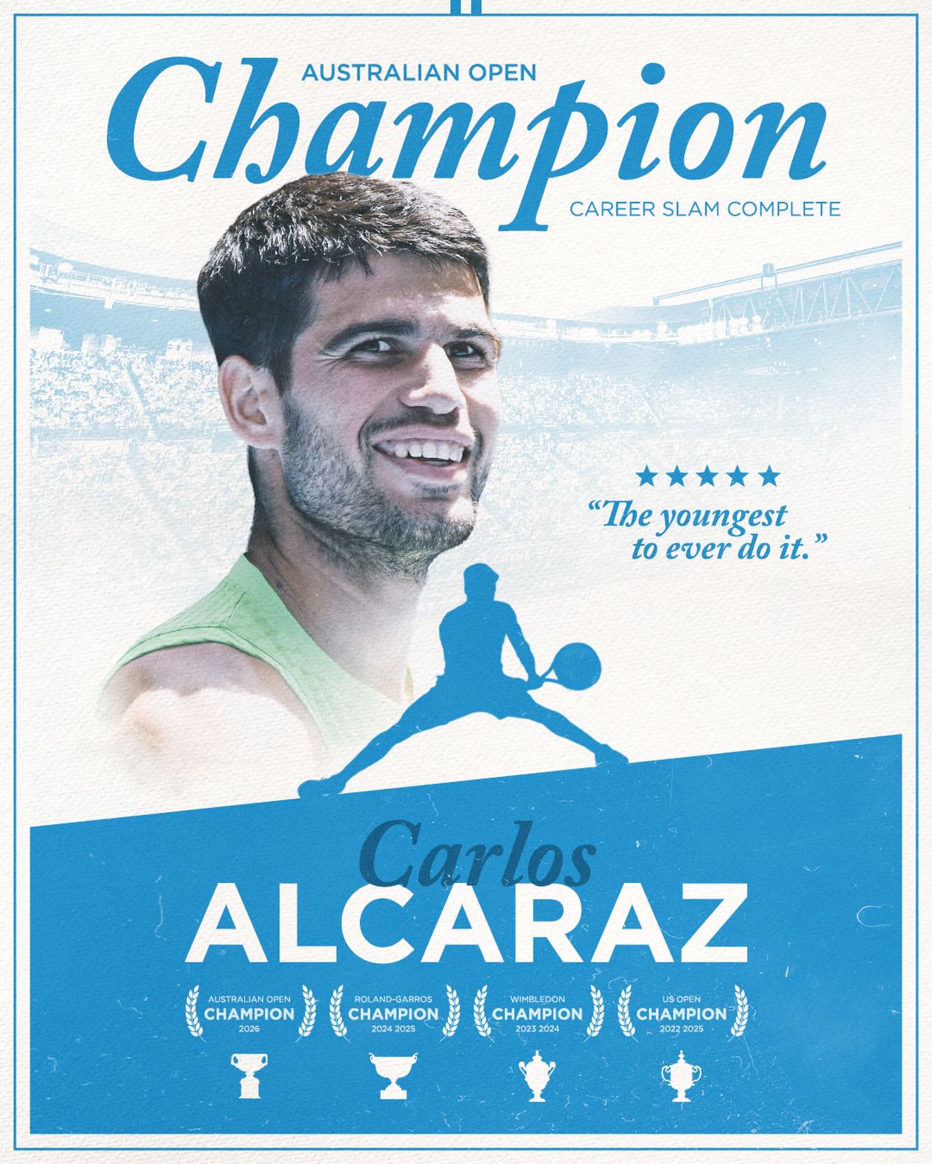 Truly a superstar for the ages 🌟

Carlos Alcaraz beats Novak Djokovic 2-6, 6-2, 6-3, 7-5 to complete the Grand Slam set 🏆