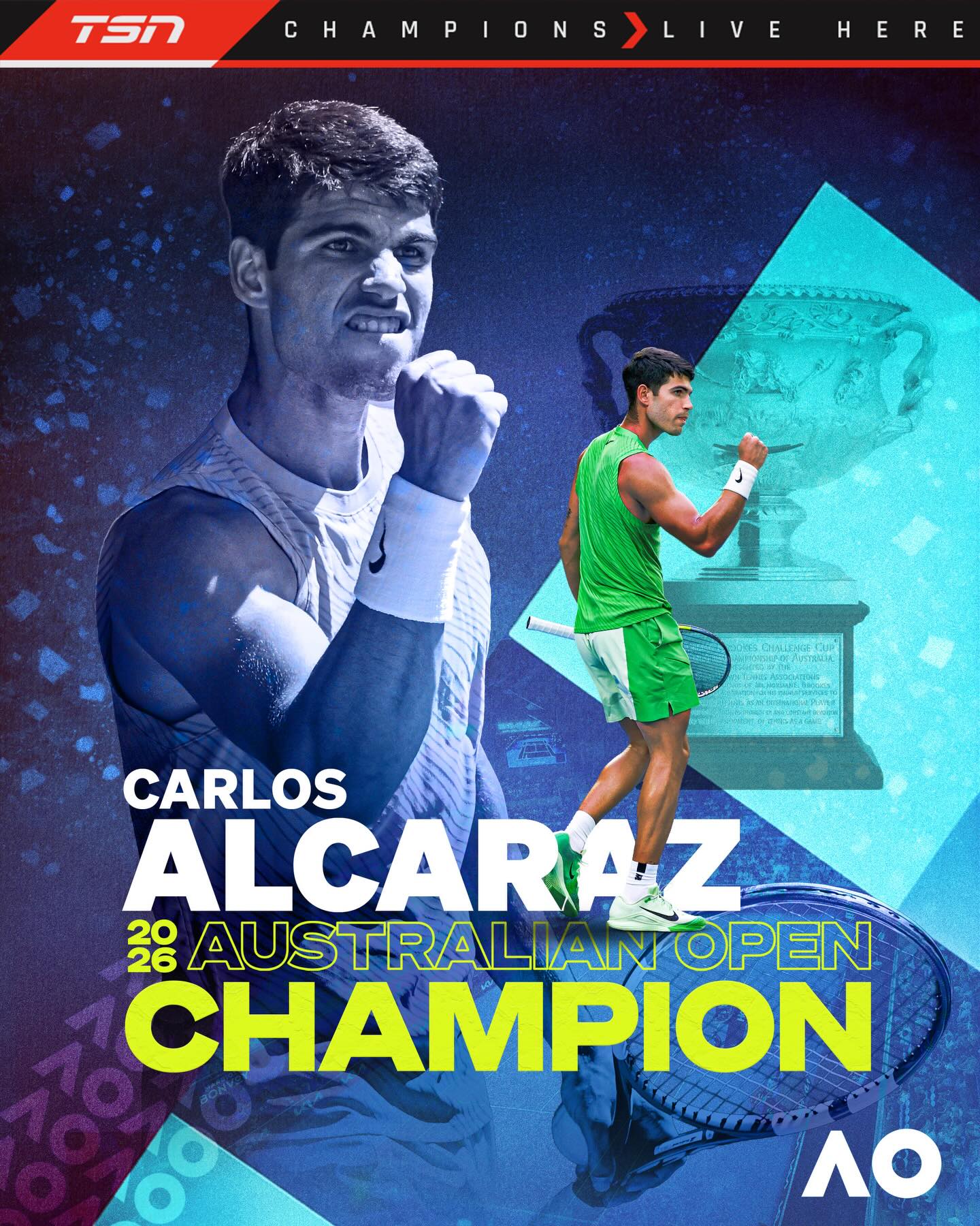 🇪🇸 Carlos Alcaraz has won the men’s #AusOpen championship after taking down Novak Djokovic in the final!