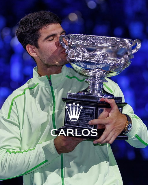 Phenomenal, @carlitosalcarazz. A resounding first @australianopen victory to complete a Career Grand Slam®. This crown is yours. 
#Rolex #RolexFamily #Reachforthecrown