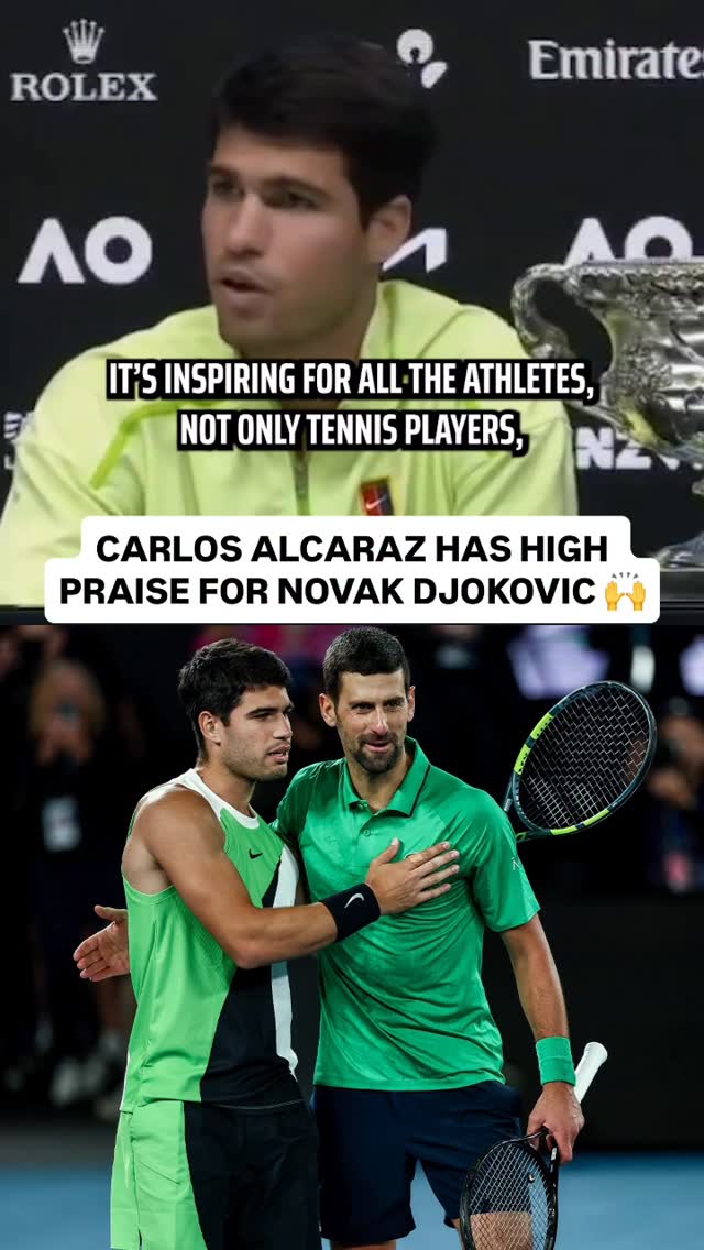 It’s all love and respect between Carlos Alcaraz and Novak Djokovic 🤝

(🎥: @australianopen)