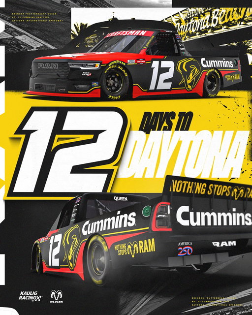 1️⃣2️⃣ days until Brenden Queen begins his highly-anticipated rookie season in @nascar_trucks! 😏