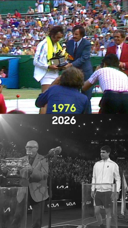 No drops this time 😛

50 years after winning, Mark Edmondson returned to present the trophy 😎

#AO26
