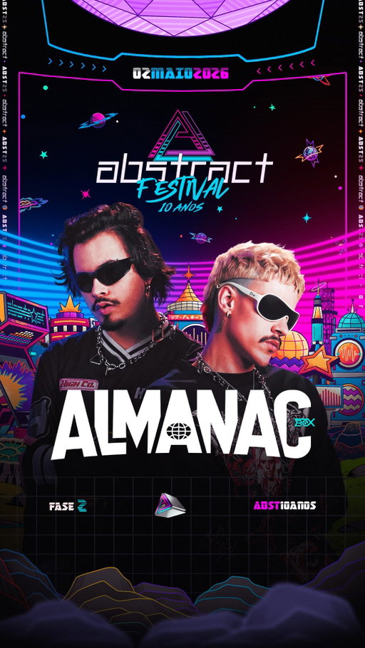 Almanac CONFIRMADO no Abstract Festival 10 anos! 👾🕹️

Em 2026, Almanac sobe ao palco do Abstract pela primeira vez para celebrar 10 anos de trajetória, no mesmo marco em que o festival completa uma década.

Iniciado em 2016 no interior de Minas Gerais, o duo hoje integra o casting da HUB Records, já lançou por CONFESSION e HEXAGON e recebeu suporte de nomes como Martin Garrix, Diplo e Tiësto, além de se apresentar na Europa e na África.

Duas histórias que cresceram no mesmo tempo e agora se encontram no mesmo palco.

O Abstract Festival é seu, é nosso! 👾🕹️

// VENDAS
🌐 www.abstract10anos.com
Link na bio

#AbstractFestival #Abstract10anos