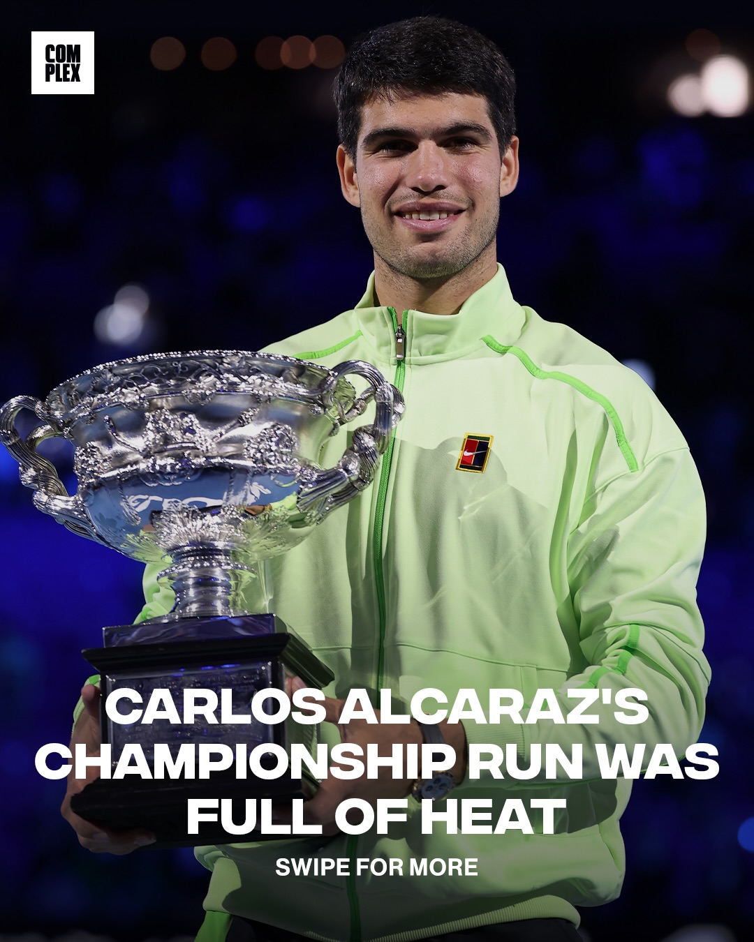 Carlos Alcaraz rocked some heat during his championship run defeating Novak Djokovic in the 2026 Australian Open finals, and becoming the youngest man to complete the career grand slam 🔥🎾