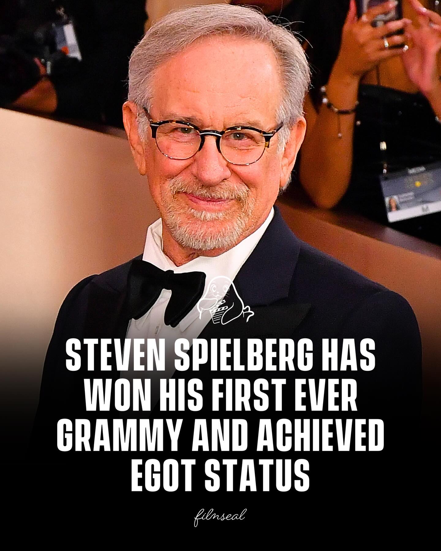 Steven Spielberg has officially achieved EGOT status after winning his first Grammy Award at the 68th Annual Grammy Awards, completing the rare entertainment milestone of winning an Emmy, Grammy, Oscar, and Tony. 

The legendary filmmaker earned the Grammy for Best Music Film as a producer on the documentary Music by John Williams, adding to his multiple Oscars, Emmys, and a Tony win and placing him among the select group of artists who have reached this achievement.

-
#stevenspielberg #filmseal