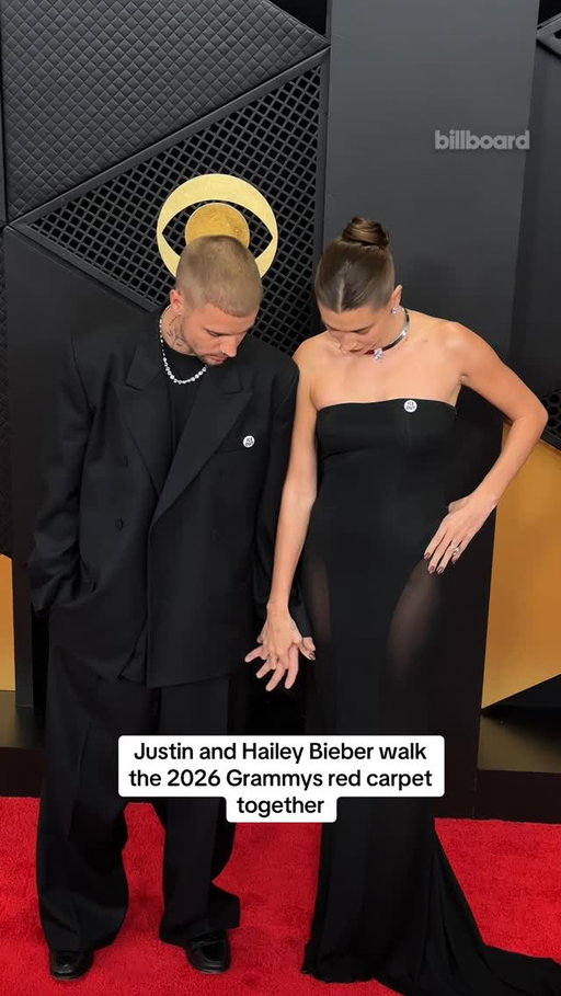 Justin and Hailey Bieber attend the 2026 #Grammys