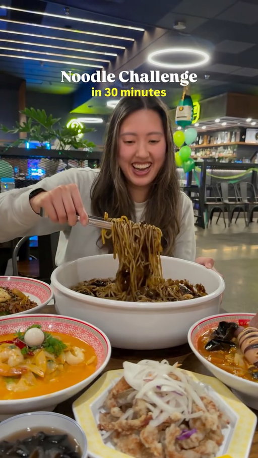 Noodle Challenge 🔥
This is a 5 portion black bean noodle challenge. If you can finish this in 30 minutes then it will be free of charge! Who thinks they can finish it? 

@bobae.wa is a one of South Korea’s most popular, award-winning noodle shops with hundreds of locations nationwide! And it’s now in Bellevue! 

Here’s everything I tried: 
🖤 Jjajangmyeon (black bean noodles)
🥡 Chinese-Style Bibimmyeon (stir fry noodles)
🦑 Whole Squid Jjamppong (spicy noodles)
🍜 Creamy Jjamppong (seafood noodles) 
🐷 Tangsuyuk (crispy sweet + sour pork)