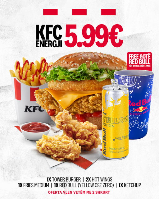 A po të dalin krahët edhe ty kur po e sheh këtë post?!

*Oferta nuk vlen në Delivery dhe në KFC Aeroport