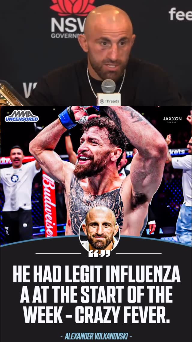 Alexander Volkanovski says Mauricio Ruffy battled the flu and major complications before #UFC325 😳

“I’ll tell you something. We’re lucky he even turned up this week if you knew half the stuff he went through. He had legit Influenza A at the start of the week and crazy fevers. 

I didn’t even think he’d be able to make the weight cut, so we had to mentally get him through that.

He even had big troubles today and couldn’t move, but we told him he had to get himself in there mentally. He pushed through and went out to do what he does against someone like Ruffy. Incredible, man. 

A lot of respect for him just to even show up tonight.”

(Via: @alexvolkanovski /UFC)