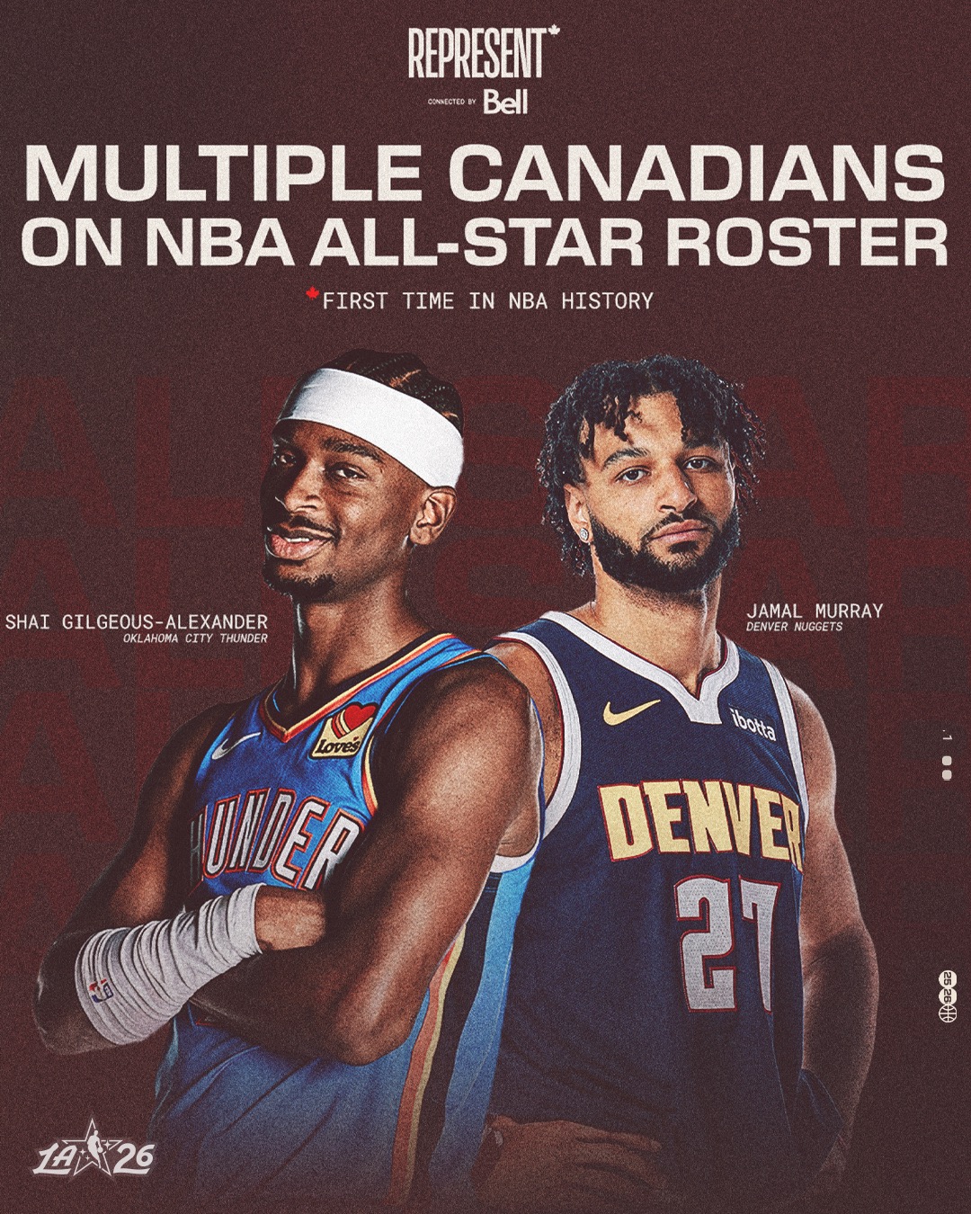 For the first time in NBA History, two Canadian players have been named to the NBA All-Star roster in the same year! 🇨🇦

#REPRESENT is connected by @bell
