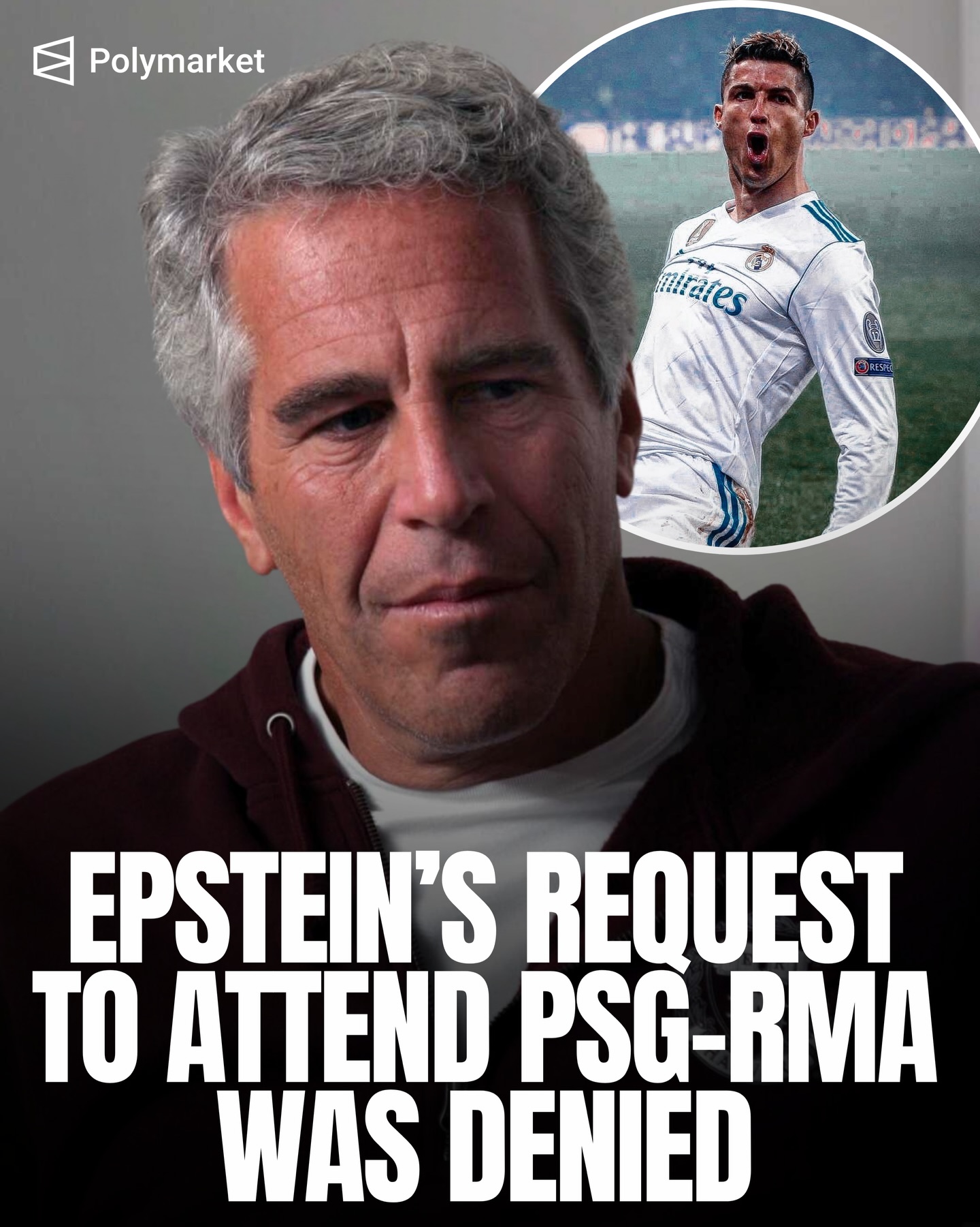 🚨😳 𝗕𝗥𝗘𝗔𝗞𝗜𝗡𝗚: In 2018, Jeffrey Epstein requested two tickets to watch the Champions League knockout game between PSG and Real Madrid in Paris.

The ticket request could not be granted.