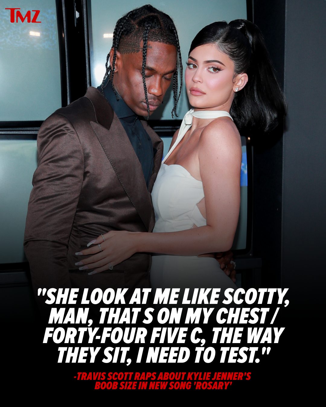 🚨Travis Scott and Kylie Jenner aren't together anymore, but she still lives rent-free in his music ... at least judging by a new song lyric that mentions Kylie's exact boob size. 👀👀👀

Full story at the link in bio.