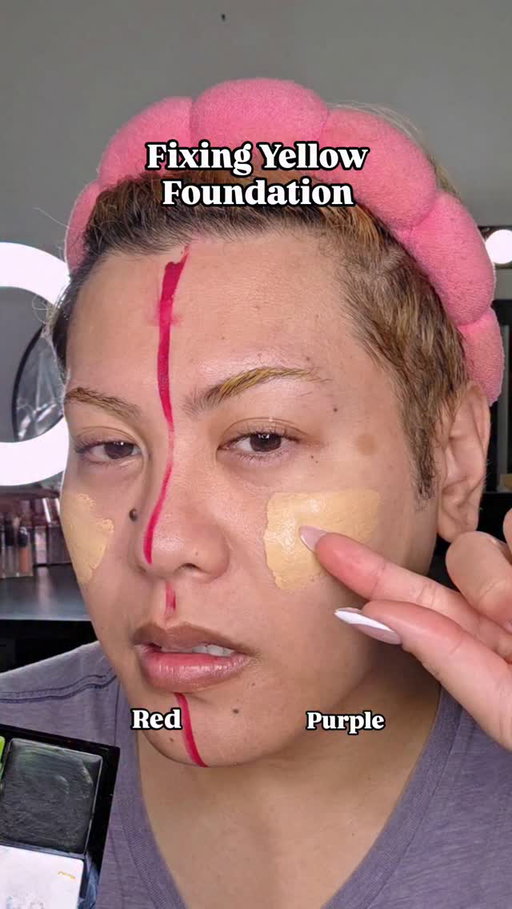 This one was a close one. I think for yellow, using purple makes more sense and it made the foundation match my body more