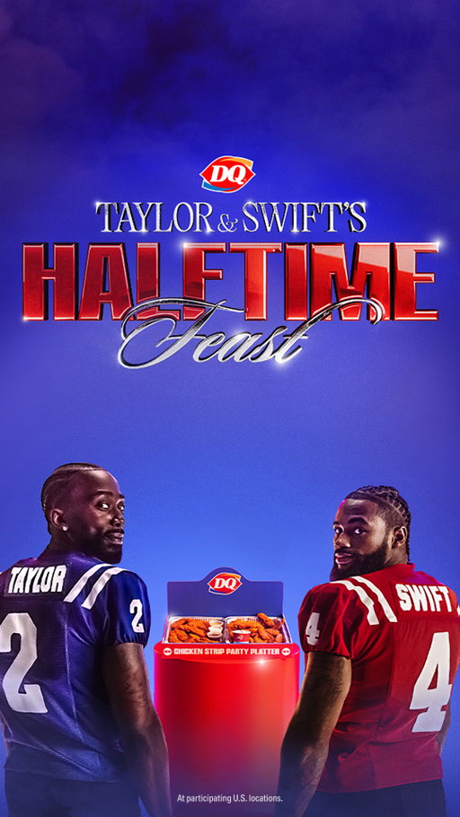 Halftime plans? Handled courtesy of @tytaylor + @dreswift_. ​

Tag your game-day partner for a chance to win one of 60 all new DQ Chicken Strip Party Platters for your feast.​

NO PURCH NEC. 50 U.S & D.C., excluding TX, 18+. Void where prohibited. Starts 2/2/26 @ 8:00 AM ET; ends 2/9/26 @ 11:59 PM ET. Official Rules & entry instructions: link in bio. Sponsor: American Dairy Queen Corp.