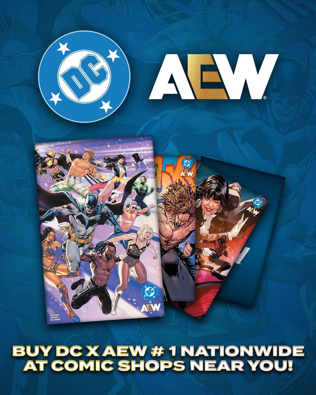 THE STARS OF ALL ELITE WRESTLING EXPLODE OUT OF THE RING AND INTO THE @dcofficial UNIVERSE!

Get DC X AEW #1 at your favorite comic book store starting tomorrow (Feb. 4), with 6 variants, all Limited Edition!

It’s the Justice League Elite & AEW as you’ve never seen them before!