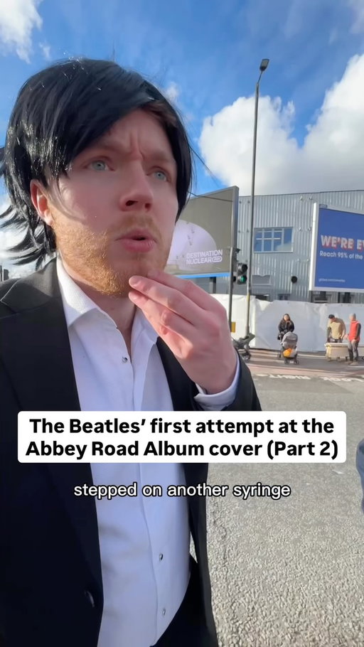 More never seen before footage of when the Beatles crossed the  Old Kent Road instead of Abbey Road. 🛣️ Featuring @jakebhardwajtv @finlaycomedy @tiernancomedian @_ednight @floodhaha . Thanks to @atr_superfan 📽️ #thebeatles #abbeyroad #ukcomedy #parody #sketch