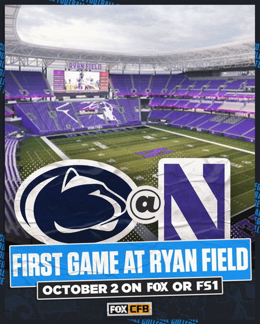@nufootball is set to host @pennstatefball at the new Ryan Field in its inaugural game on October 2 🏟️👀