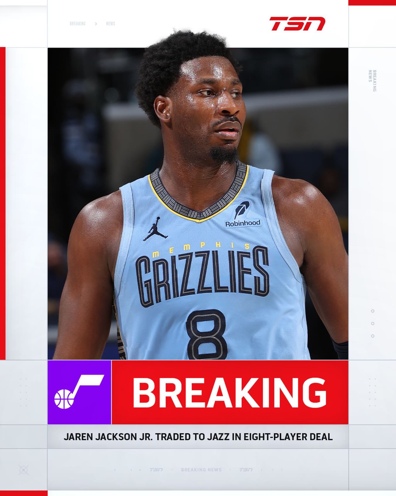 The Memphis Grizzlies are trading star forward Jaren Jackson Jr. to the Utah Jazz along with John Konchar, Jock Landale and Vince Williams Jr.

The Grizzlies receive Walter Clayton Jr., Kyle Anderson, Taylor Hendricks, Georges Niang and three future first-round picks.