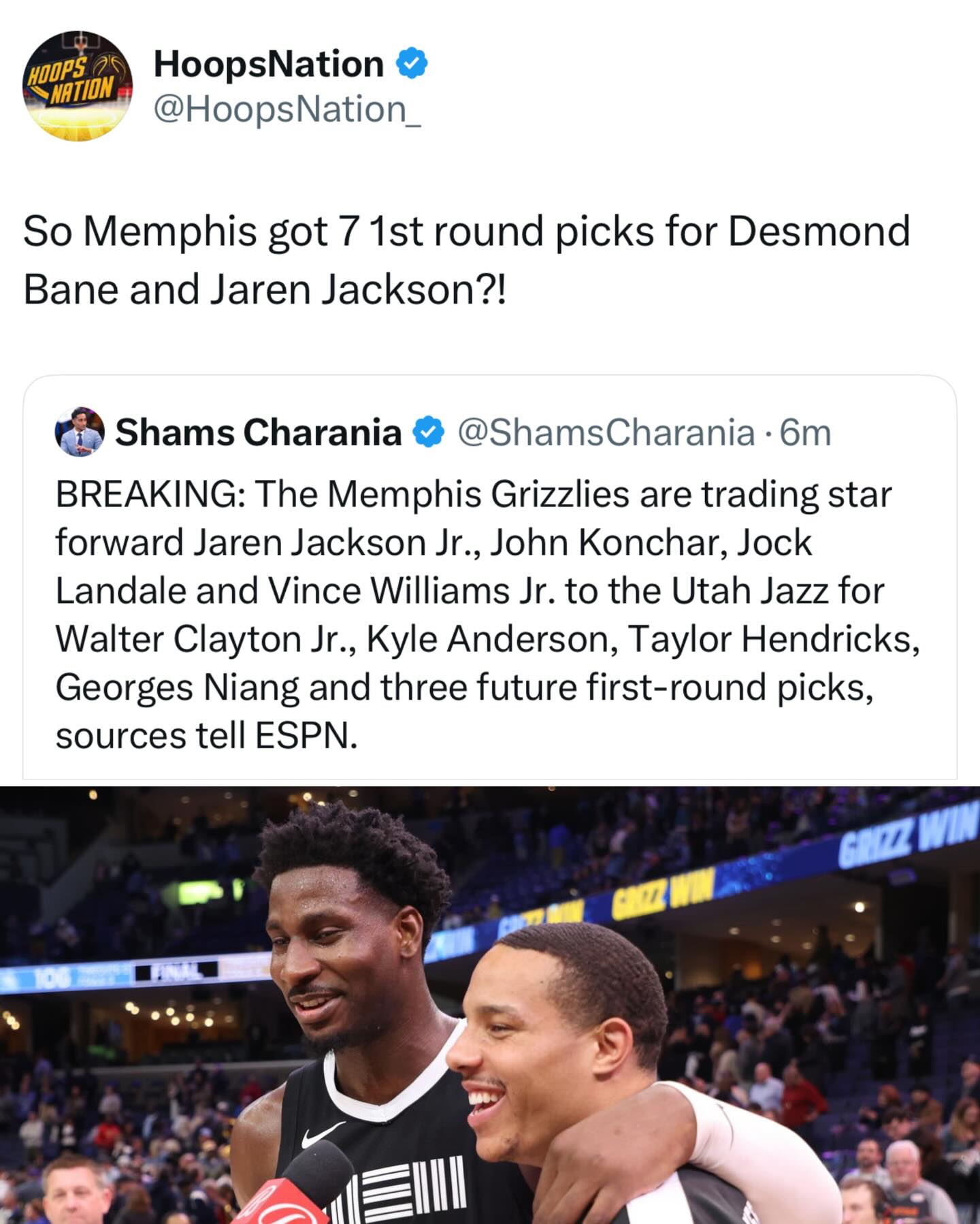 Jaren Jackson Jr traded to the Jazz 😳