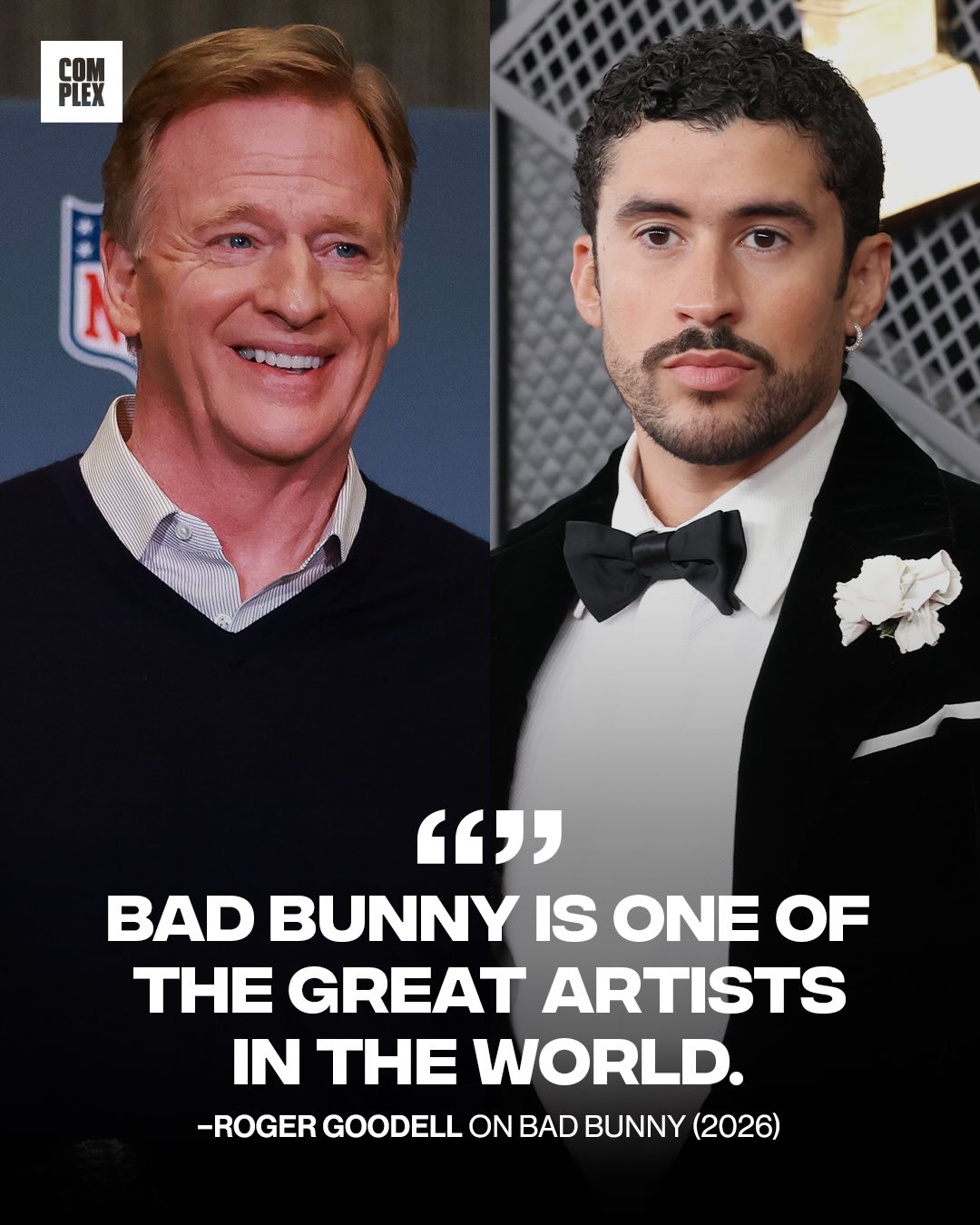 Ahead of his Super Bowl Halftime Performance this weekend, NFL commissioner Roger Goodell made sure to give Bad Bunny his flowers 💐

(via @nfl)