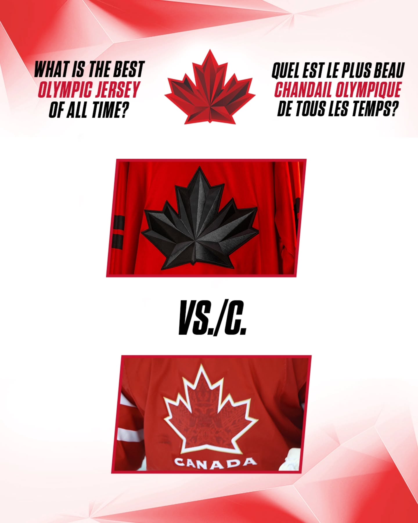 And then there were two. Is our best Olympic jersey ever from #MilanoCortina2026 or #Vancouver2010? Have your say in the poll in the comments! 🇨🇦

Et il n’en reste plus que deux. Quel est votre chandail olympique préféré de tous les temps parmi les deux suivants : Milano Cortina 2026 ou Vancouver 2010? Votez dans le sondage ci-dessous! 🇨🇦