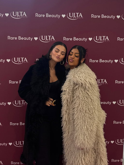with selena celebrating the launch of @rarebeauty @ulta , yall need anything???? 🫣