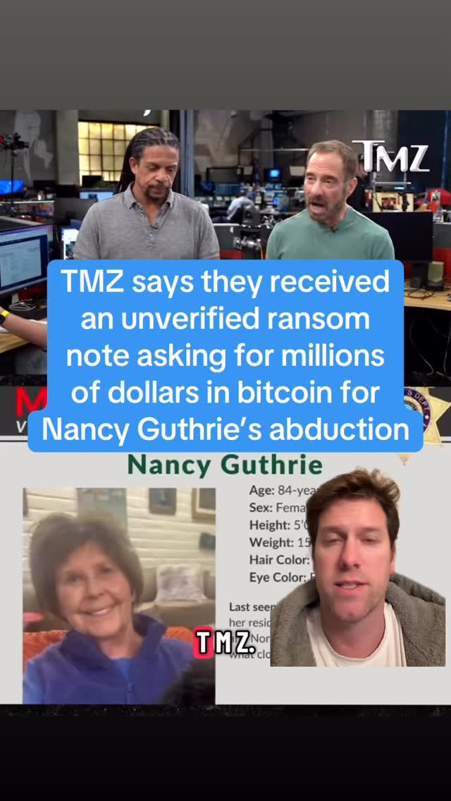 TMZ says they received an unverified ransom note asking for millions of dollars in bitcoin for Nancy Guthrie’s abduction. The note makes claims that makes it seem like details only the kidnappers might know, but I think this is more likely a crypto scammer. Hopefully authorities are following up and maybe do find something tangible and helpful but idk, this seems fishy