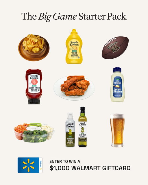 ***GIVEAWAY*** Ready for the big game? We’re hooking one winner up with a $1K Walmart gift card + the full Smash Kitchen lineup of sauces and oils, perfect for air frying your game-day snacks and keeping things covered all week long.

How to enter: 
1. Follow and like this post.
2. Reshare to stories
3. Tag a friend and comment “GAME DAY” (One tagged comment=1 Entry) 

Giveaway Rules: 
Giveaway ends Saturday, 2/7/2025, 10 AM PST. Winner will be drawn, 10:00 AM PT. 
No purchase necessary. Prizes have no cash value and are non-transferable. This giveaway is not sponsored, endorsed, administered by, or associated with Instagram. Winners must have a public IG profile and will be notified via DM.