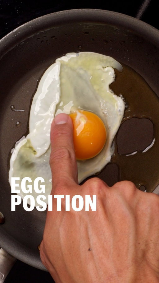 EGG YOLK POSITION?🍳

Egg yolks can break when they smack the pan during a flip. I like to move the yolk closer to the edge = shorter arc for a softer landing