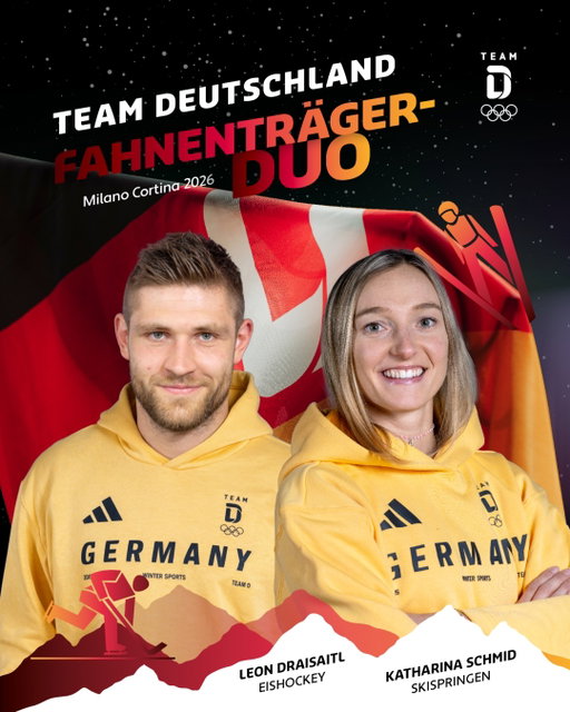 🇩🇪 Unser Fahnenträger-Duo für die Olympischen Winterspiele:
Leon Draisaitl (Eishockey) & Katharina Schmid (Skispringen). ❄️

#TeamDeutschland #TeamD #Olympics #MilanoCortina2026