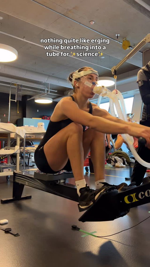 First VO₂ max test since getting back into rowing just over three months ago! 😮‍💨

For anyone curious what this looks like in rowing: we start first with a blood lactate step test (3 minutes on, 1 minute off, increasing power by 20 watts each round). During the rest, they prick my ear for a small blood sample to measure blood lactate, and we keep going until it hits around 6.0 mmol/L (for context, steady-state/aerobic work usually sits around 2.0 mmol/L). After a ten-minute break, the actual VO₂ max test starts at 20 watts below where the step test ended and climbs by 20 watts every minute (no rest) until failure. Fun times!!

Thank you to the @csipacific team for always taking such good care of us! 

#vo2max #teamcanada #athlete #training #aviron